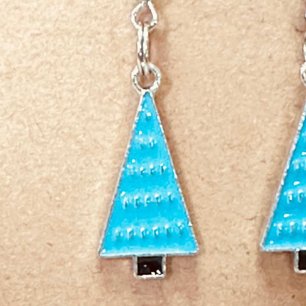 Handcrafted Enamel Dangle Earrings Christmas Tree… - image 2